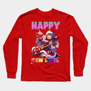 Kawaii, Anime Girl, Christmas, Happy New Level | Catsie Cat Long Sleeve T-Shirt